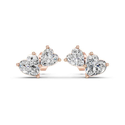 HEART TWO STONE EARRING