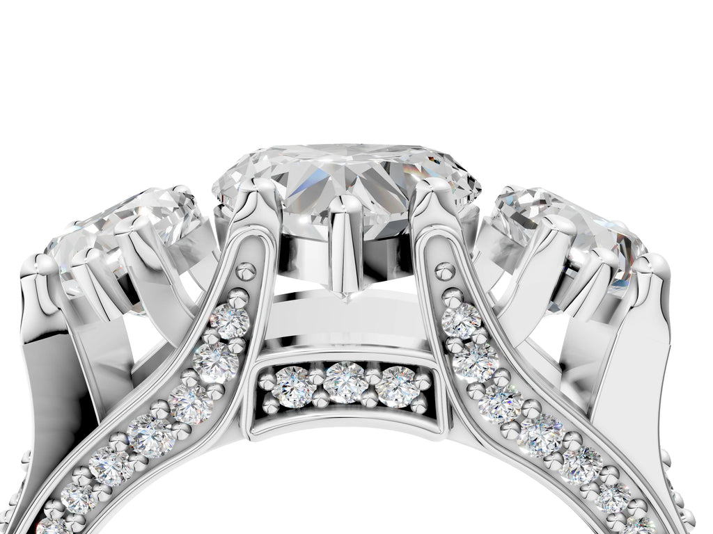 HEART 3 STONE RING
