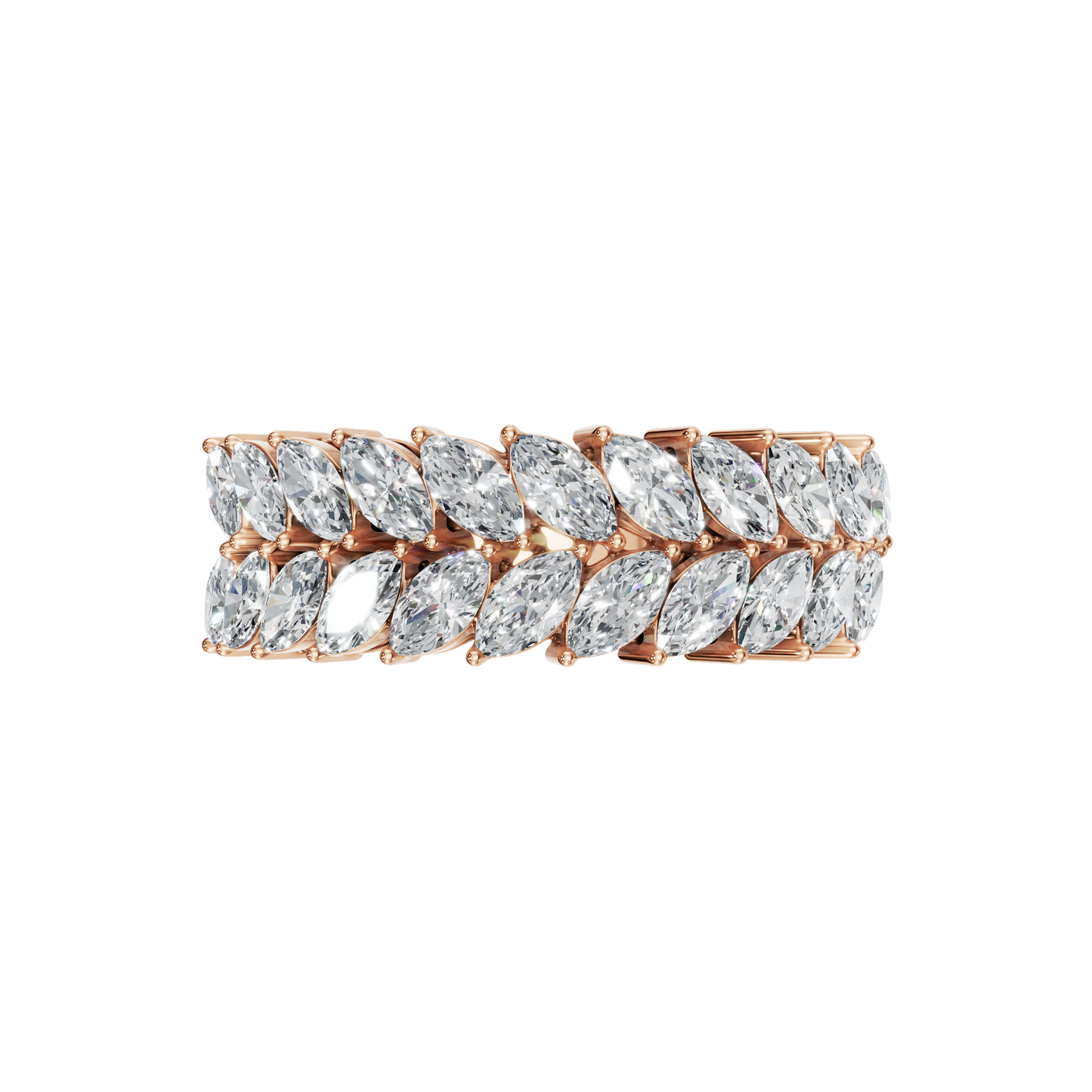 MARQUISE TWO ROW HALF ETERNITY WEDDING RING - M&D Signature Jewels