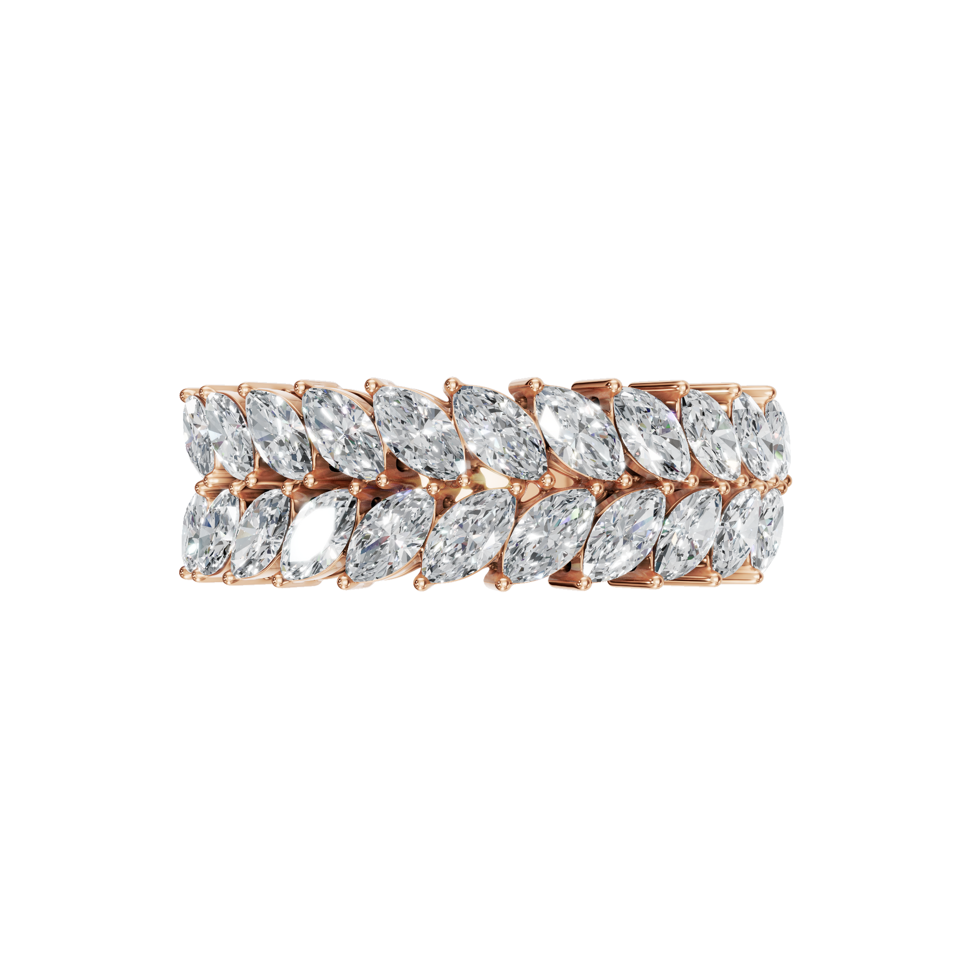 MARQUISE TWO ROW HALF ETERNITY WEDDING RING - M&D Signature Jewels