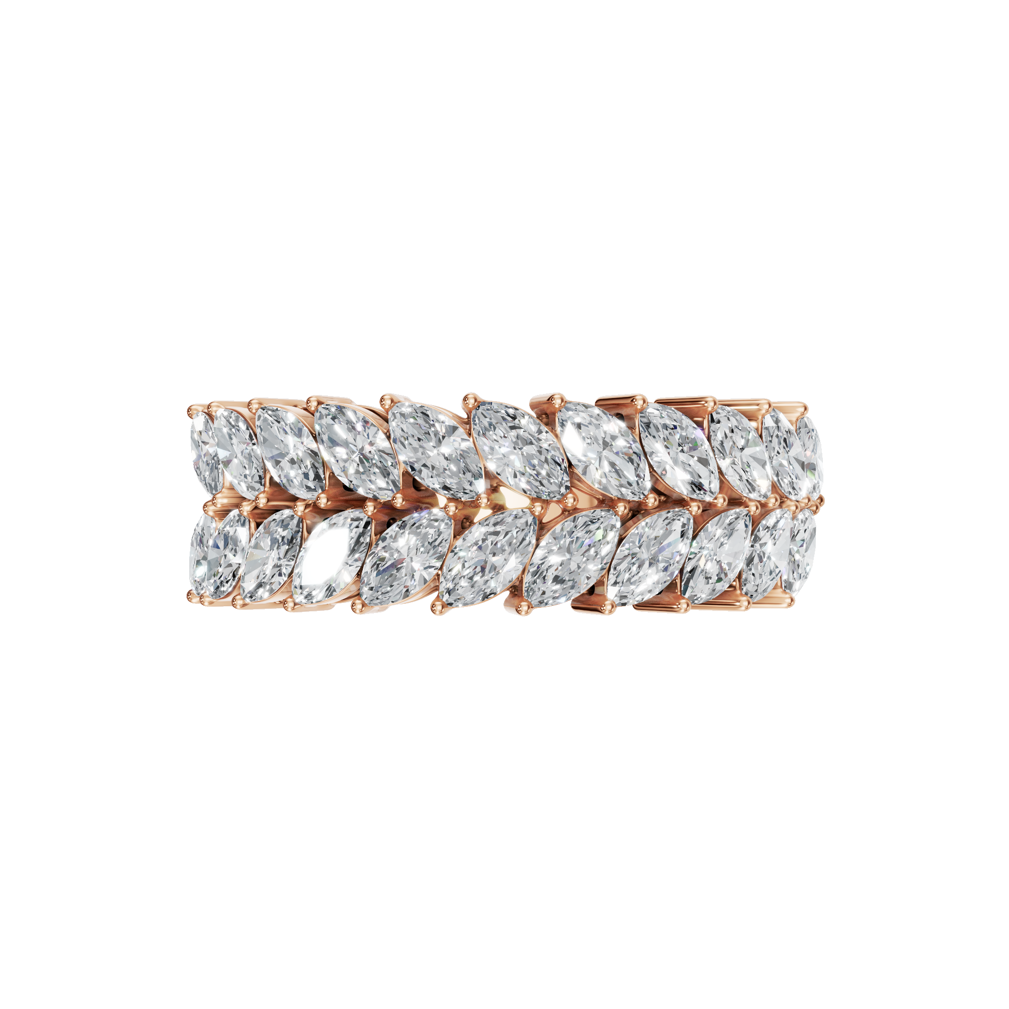 MARQUISE TWO ROW HALF ETERNITY WEDDING RING