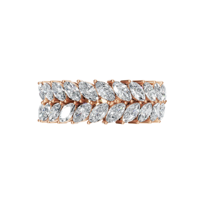 MARQUISE TWO ROW HALF ETERNITY WEDDING RING - M&D Signature Jewels