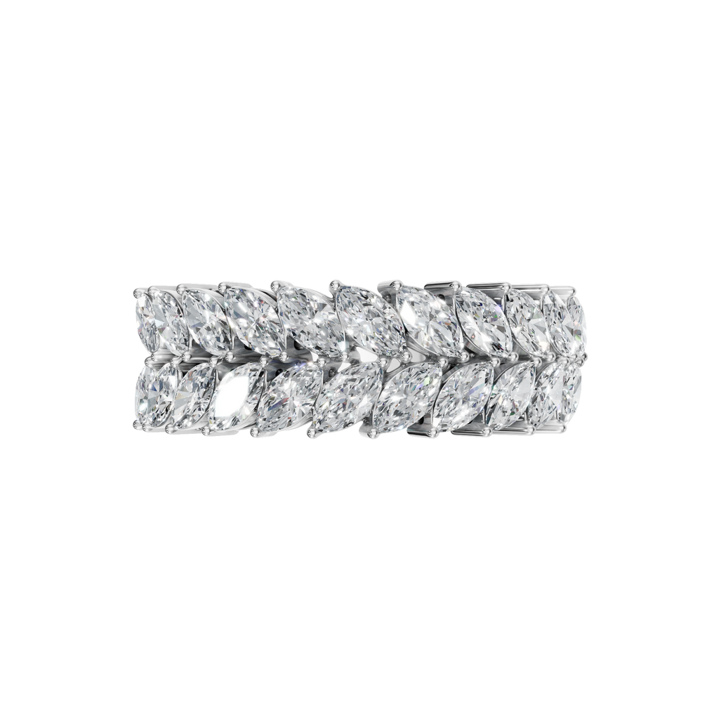 MARQUISE TWO ROW HALF ETERNITY WEDDING RING