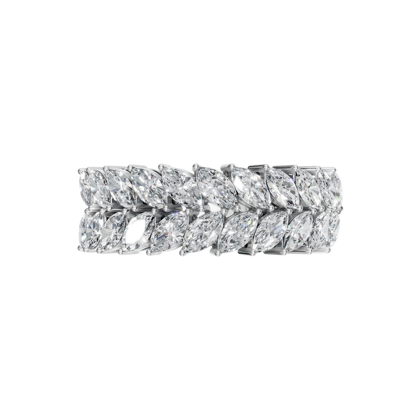 MARQUISE TWO ROW HALF ETERNITY WEDDING RING - M&D Signature Jewels