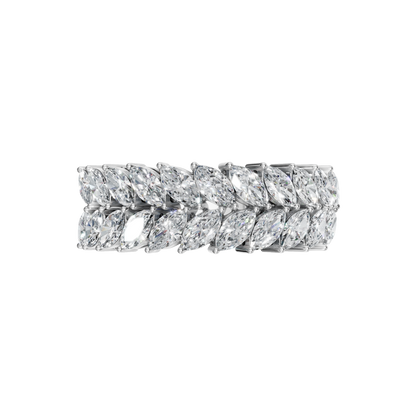 MARQUISE TWO ROW HALF ETERNITY WEDDING RING - M&D Signature Jewels