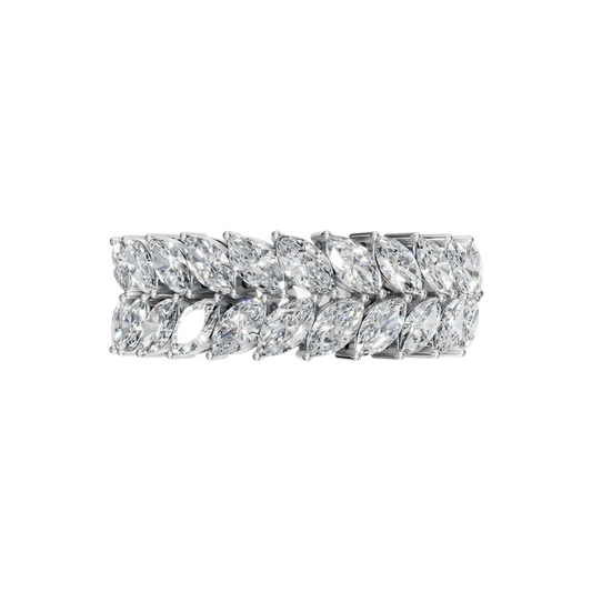 MARQUISE TWO ROW HALF ETERNITY WEDDING RING