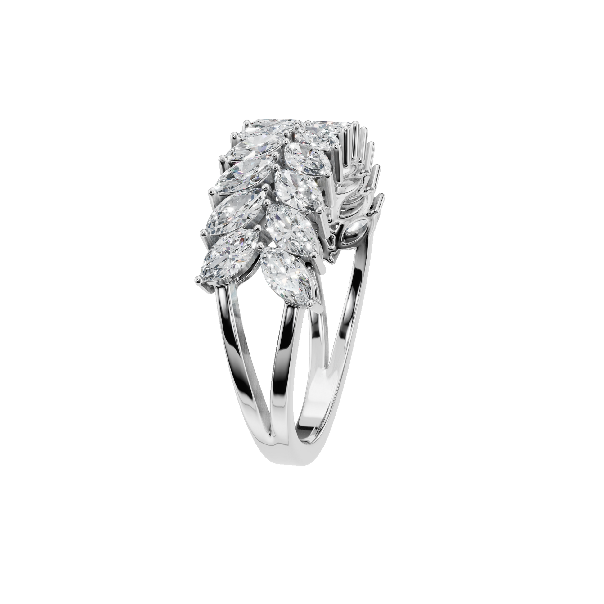 MARQUISE TWO ROW HALF ETERNITY WEDDING RING - M&D Signature Jewels