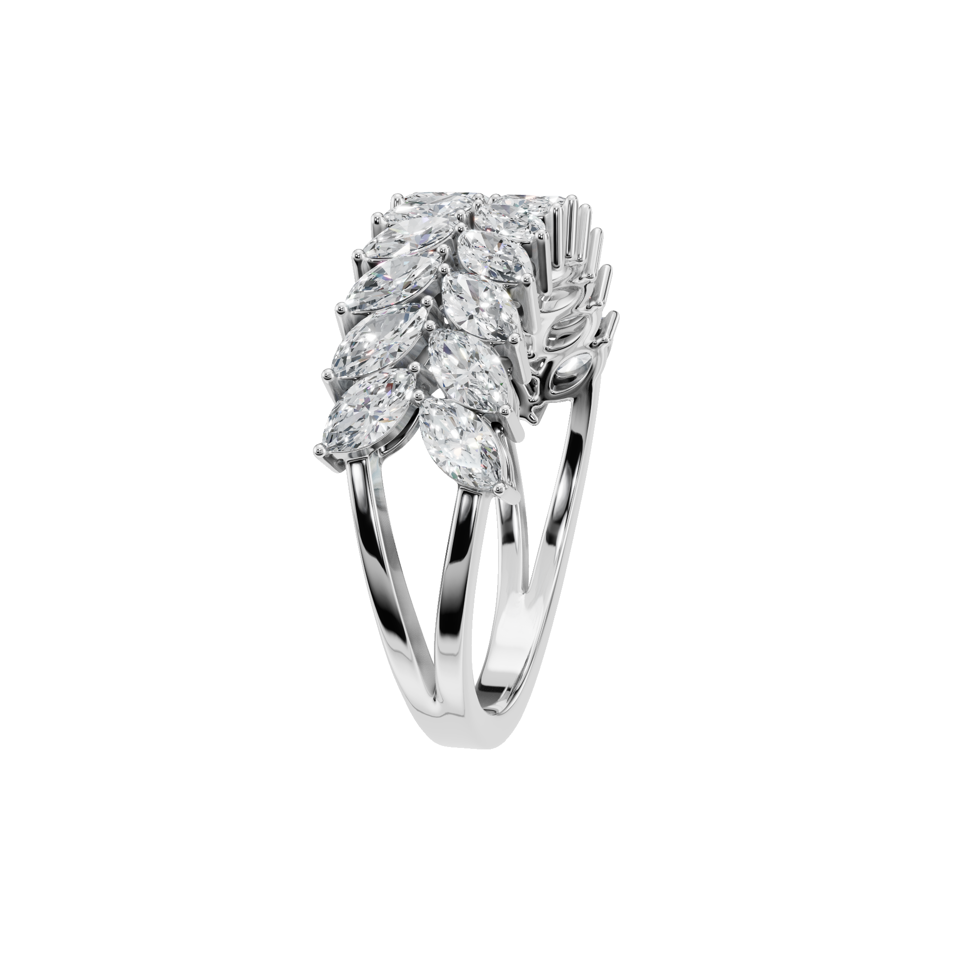 MARQUISE TWO ROW HALF ETERNITY WEDDING RING