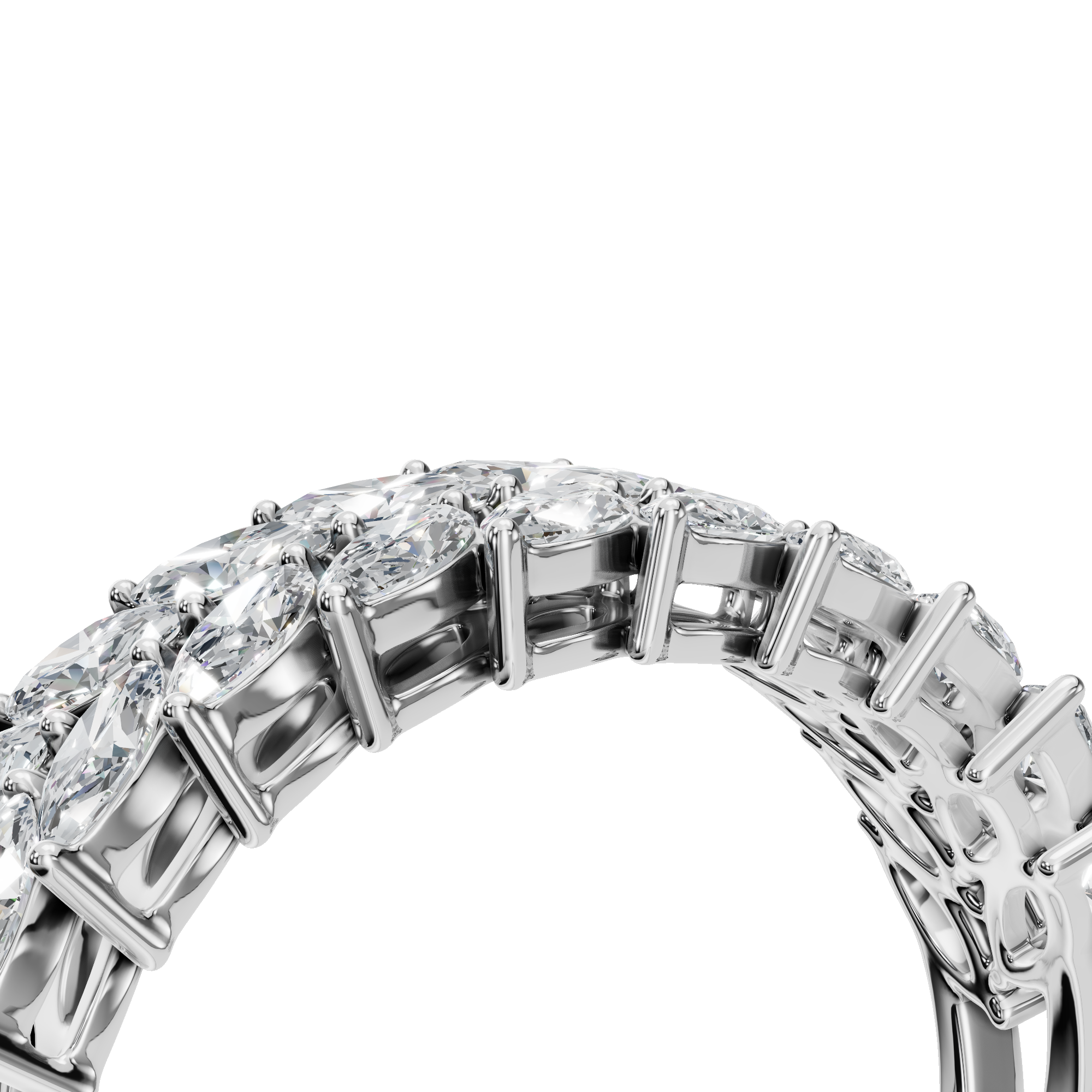MARQUISE TWO ROW HALF ETERNITY WEDDING RING