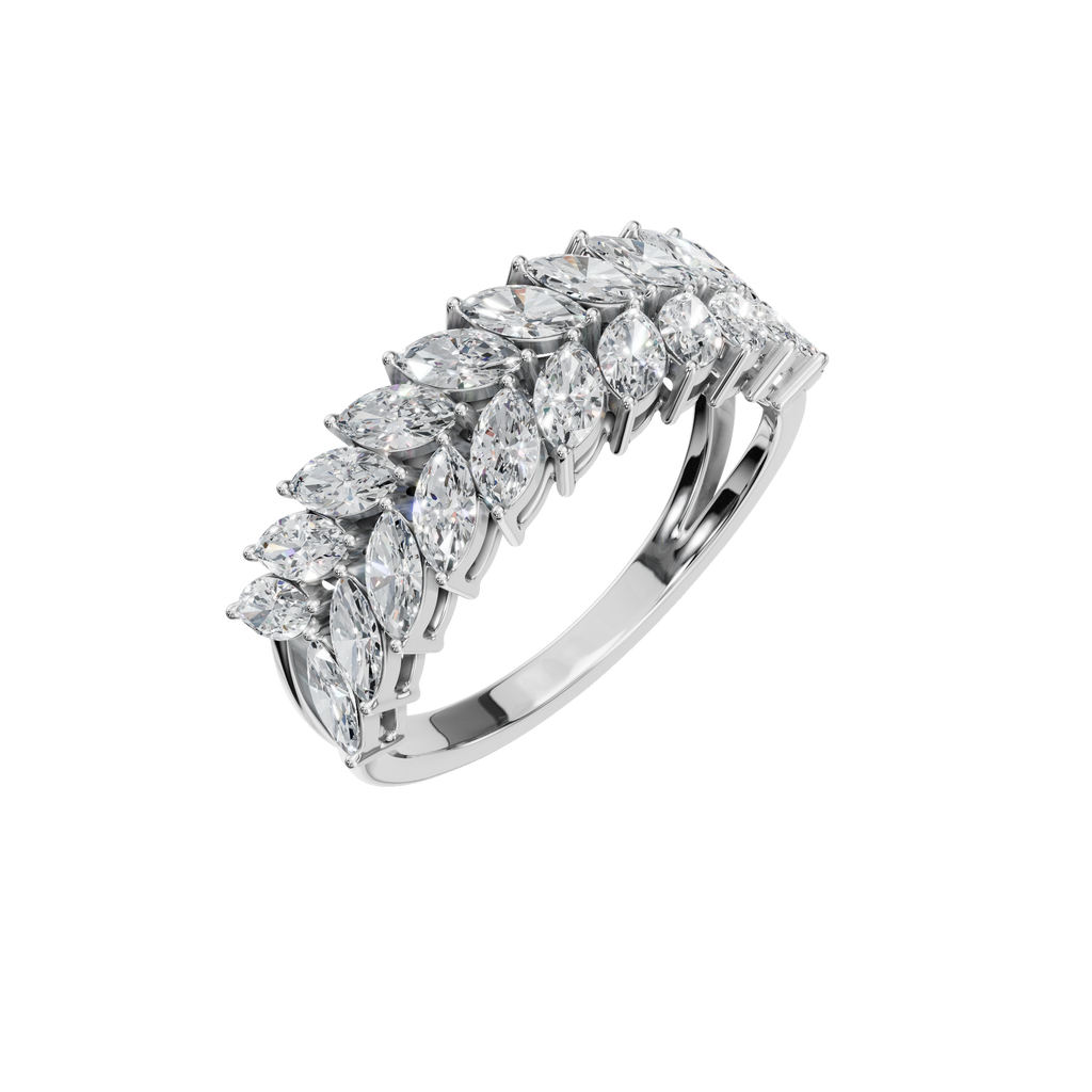 MARQUISE TWO ROW HALF ETERNITY WEDDING RING