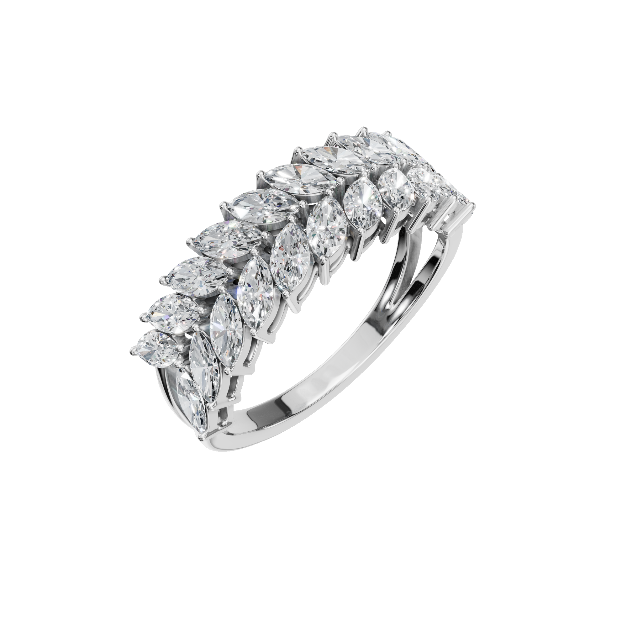 MARQUISE TWO ROW HALF ETERNITY WEDDING RING