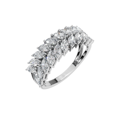MARQUISE TWO ROW HALF ETERNITY WEDDING RING - M&D Signature Jewels