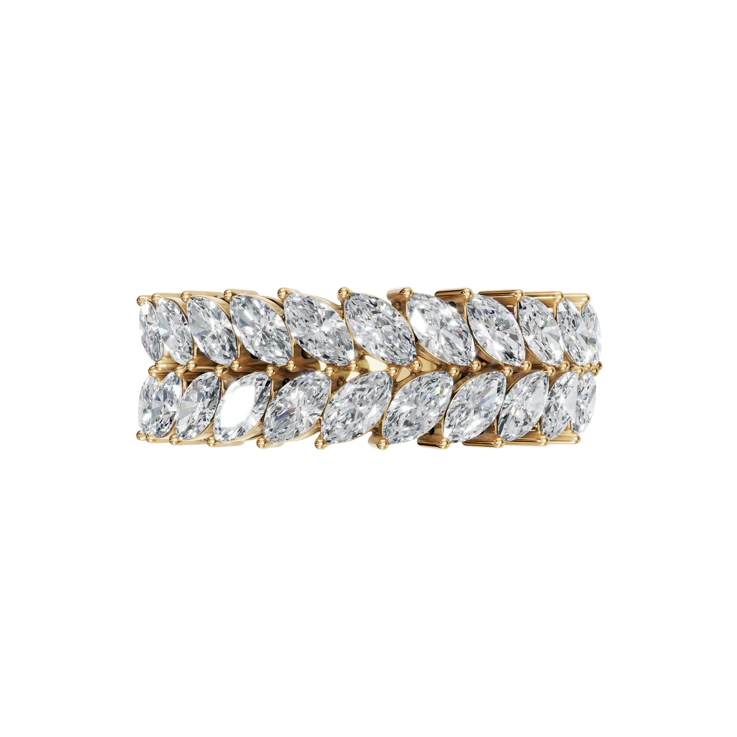 MARQUISE TWO ROW HALF ETERNITY WEDDING RING - M&D Signature Jewels