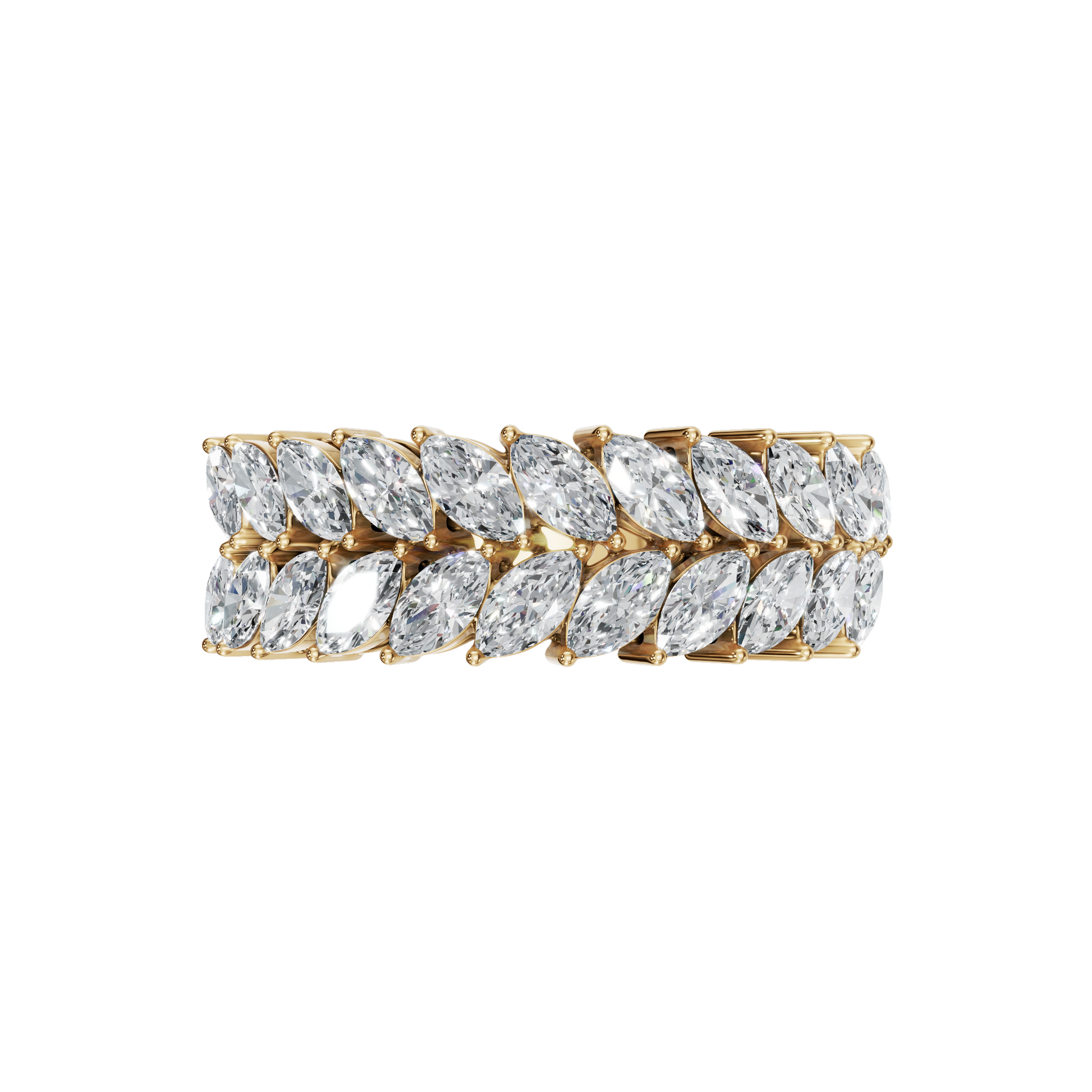 MARQUISE TWO ROW HALF ETERNITY WEDDING RING - M&D Signature Jewels