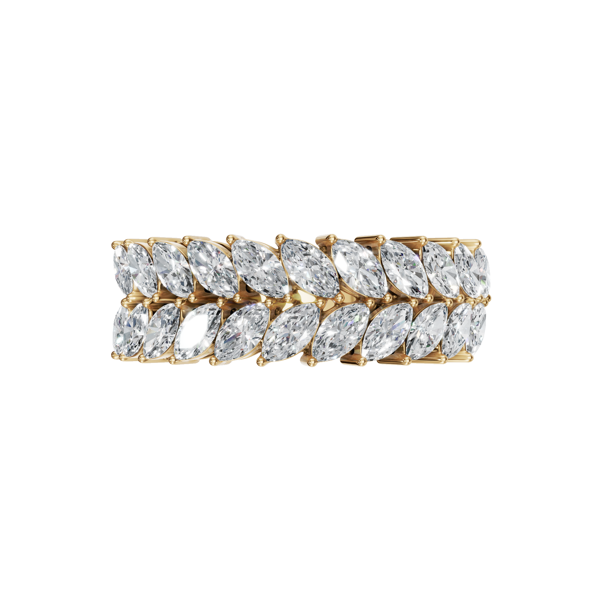 MARQUISE TWO ROW HALF ETERNITY WEDDING RING