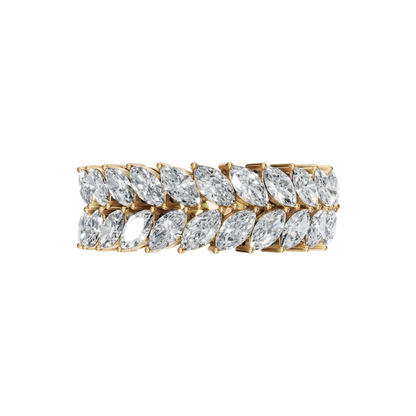 MARQUISE TWO ROW HALF ETERNITY WEDDING RING - M&D Signature Jewels