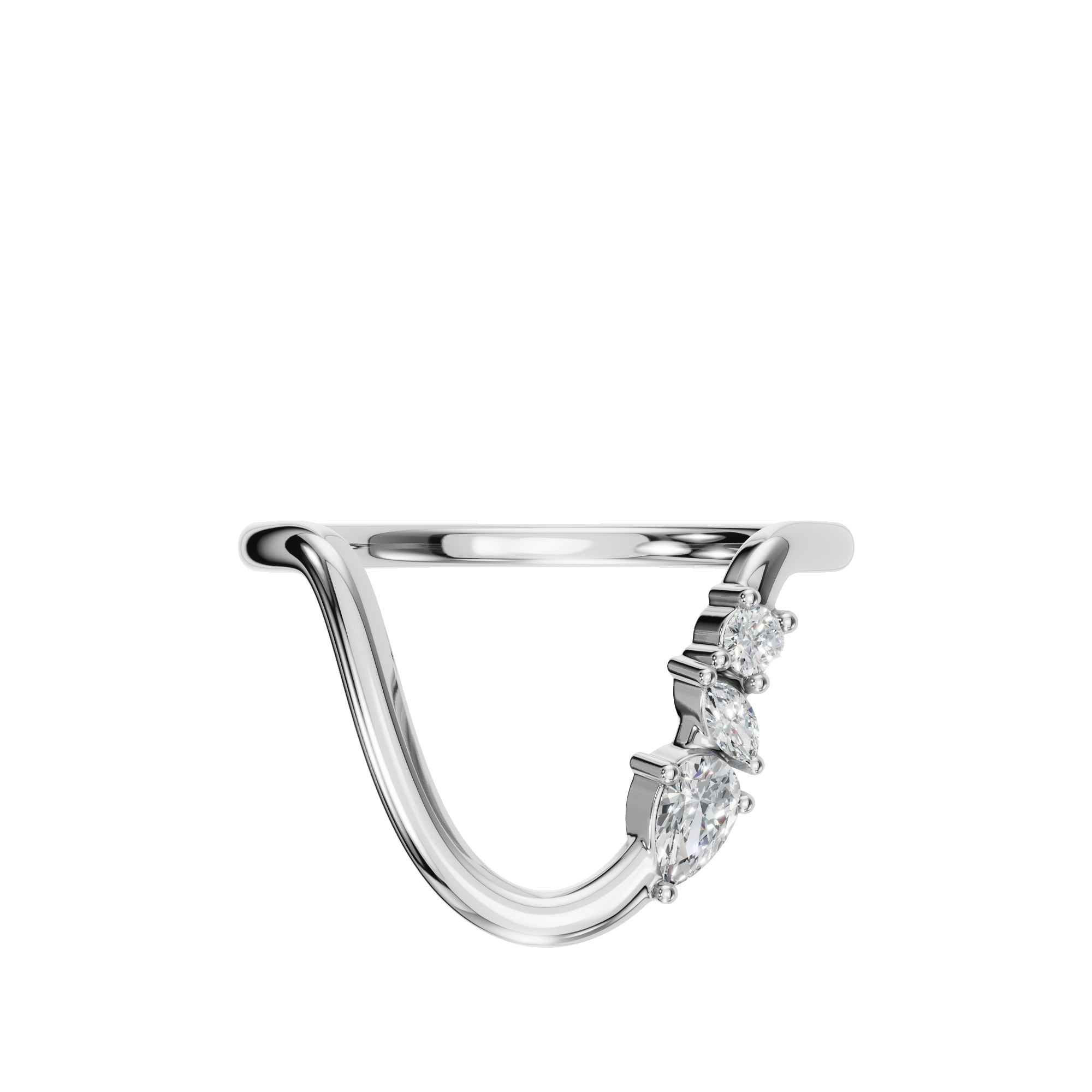 PEAR MARQUISE ROUND CURVE WEDDING BAND