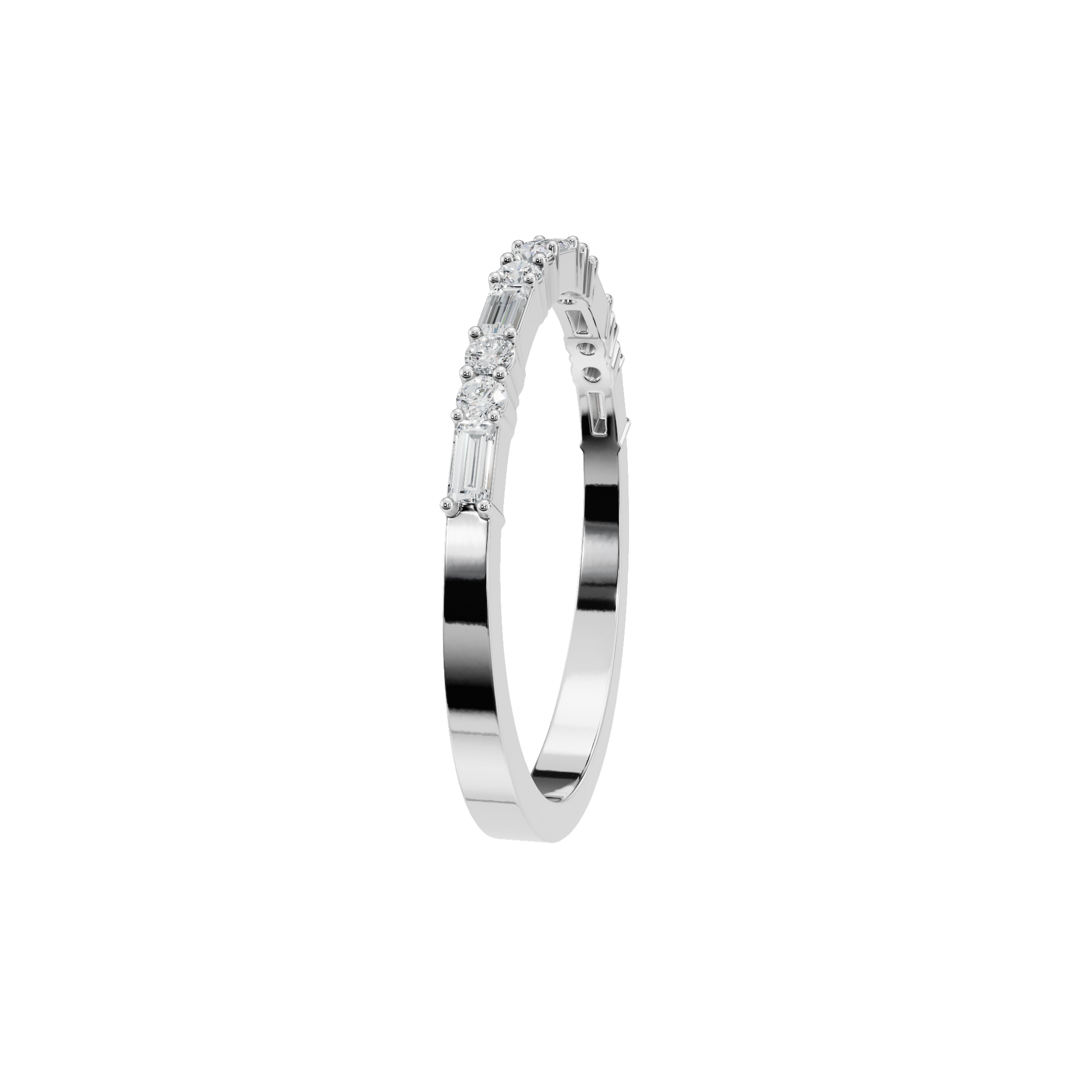 BAGUETTE ROUND WEDDING BAND - M&D Signature Jewels
