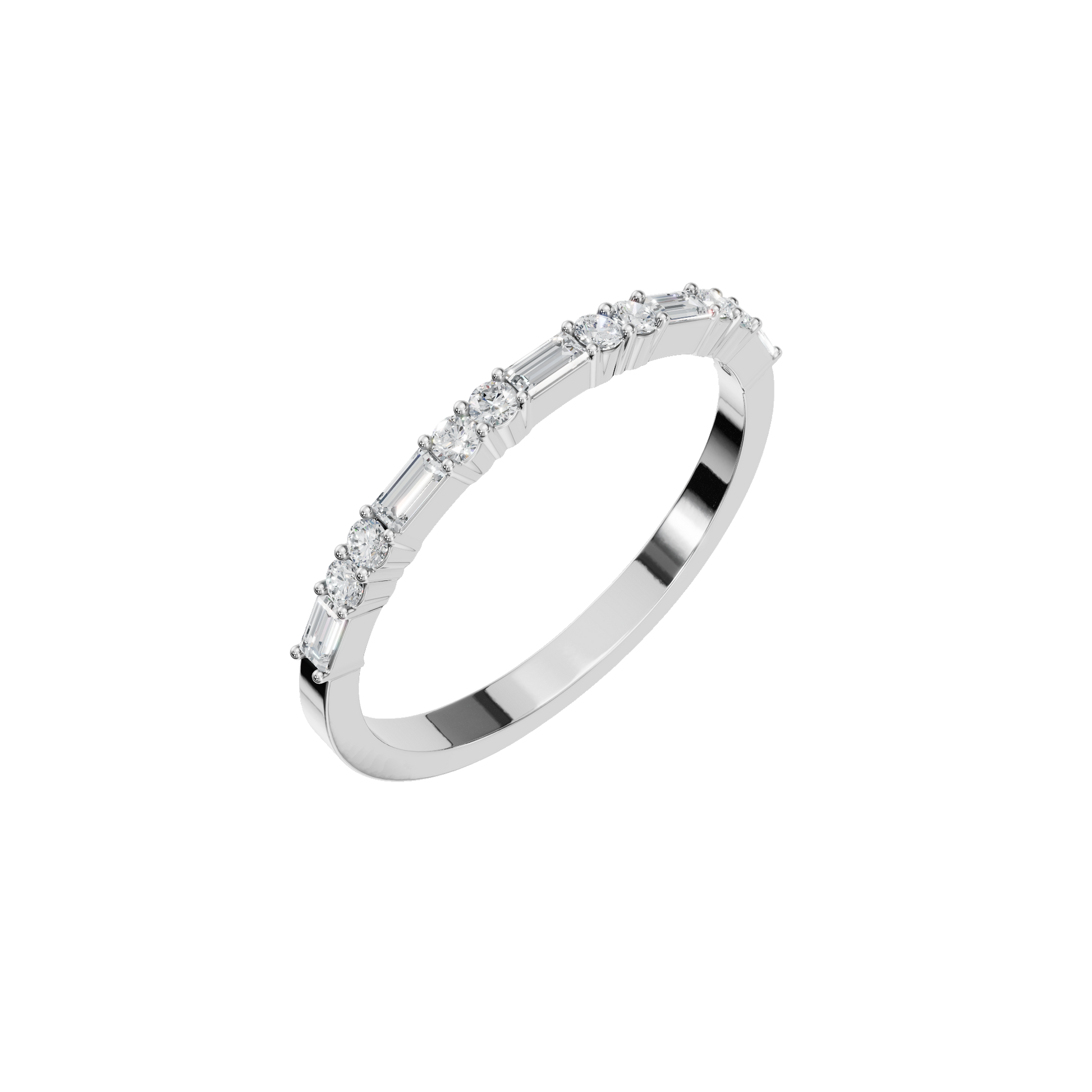 BAGUETTE ROUND WEDDING BAND - M&D Signature Jewels