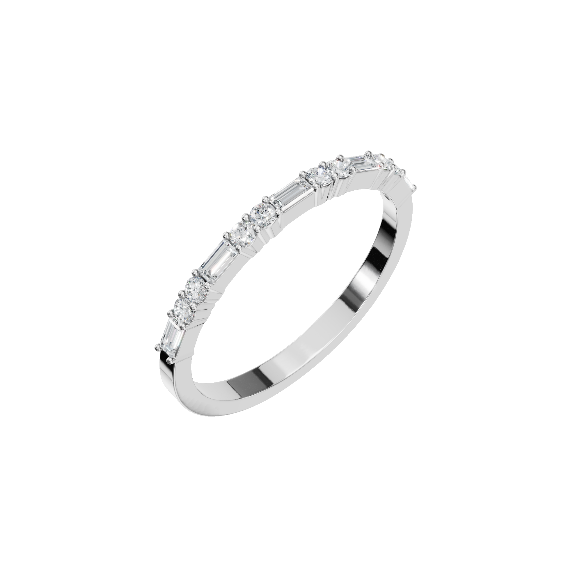 BAGUETTE ROUND WEDDING BAND