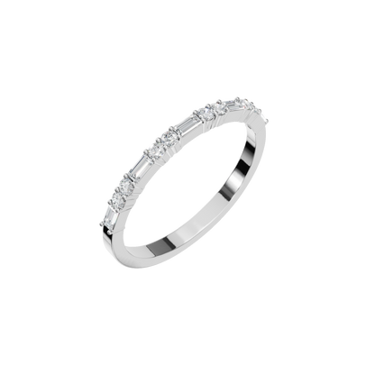 BAGUETTE ROUND WEDDING BAND - M&D Signature Jewels