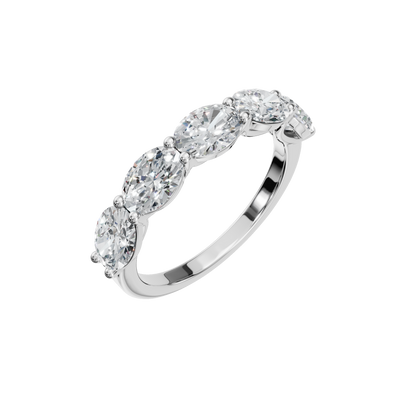 OVAL E-W HALF ETERNITY WEDDING BAND - M&D Signature Jewels