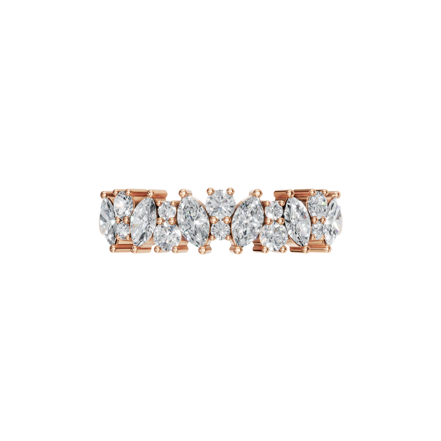 MARQUISE ROUND HALF ETERNITY WEDDING BAND - M&D Signature Jewels