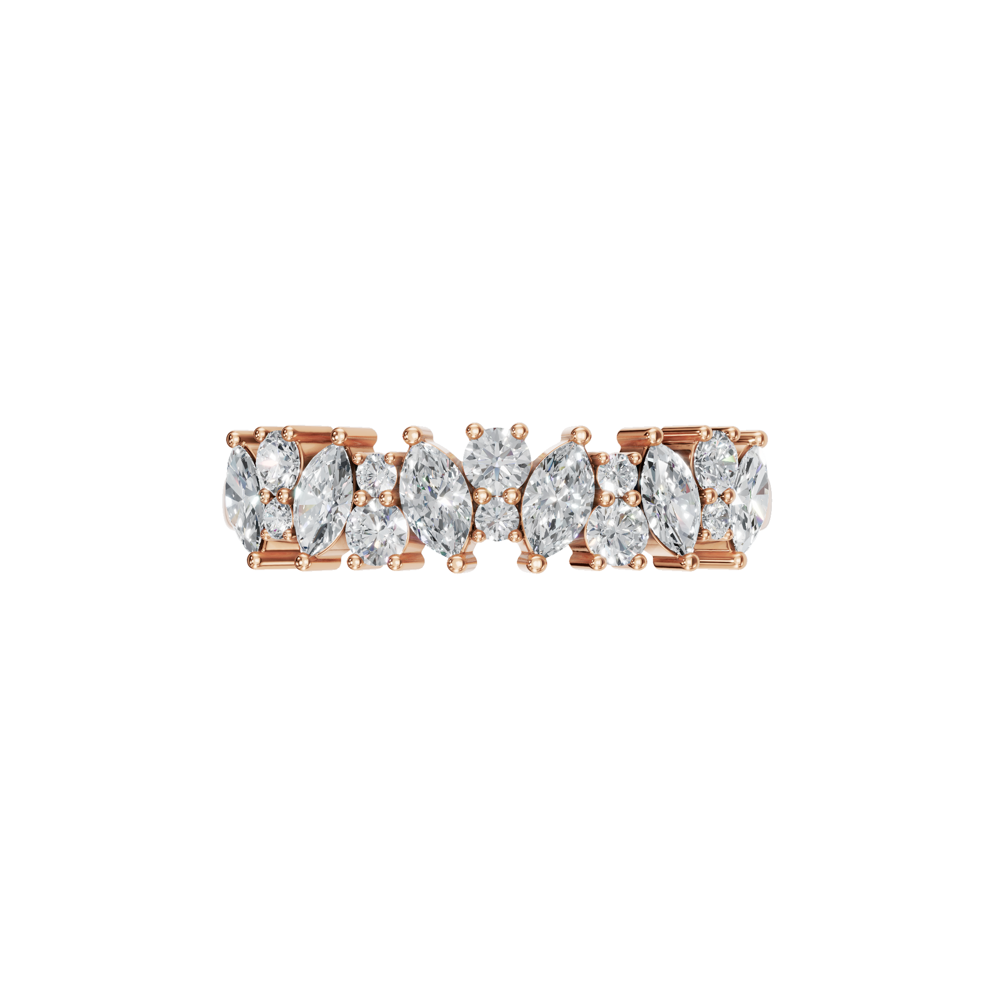 MARQUISE ROUND HALF ETERNITY WEDDING BAND - M&D Signature Jewels