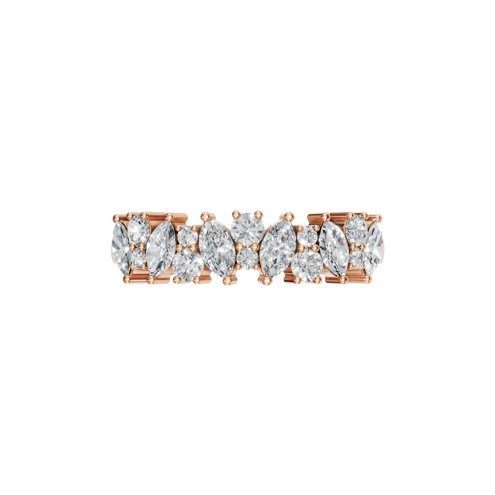 MARQUISE ROUND HALF ETERNITY WEDDING BAND