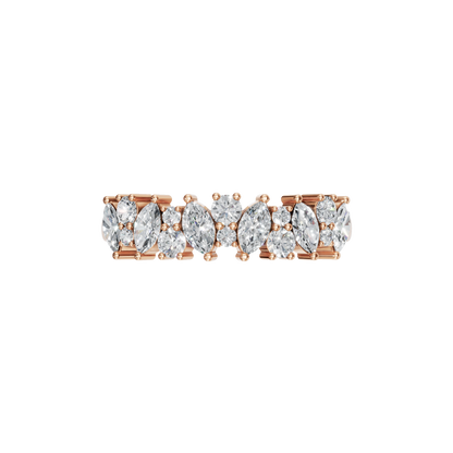 MARQUISE ROUND HALF ETERNITY WEDDING BAND - M&D Signature Jewels