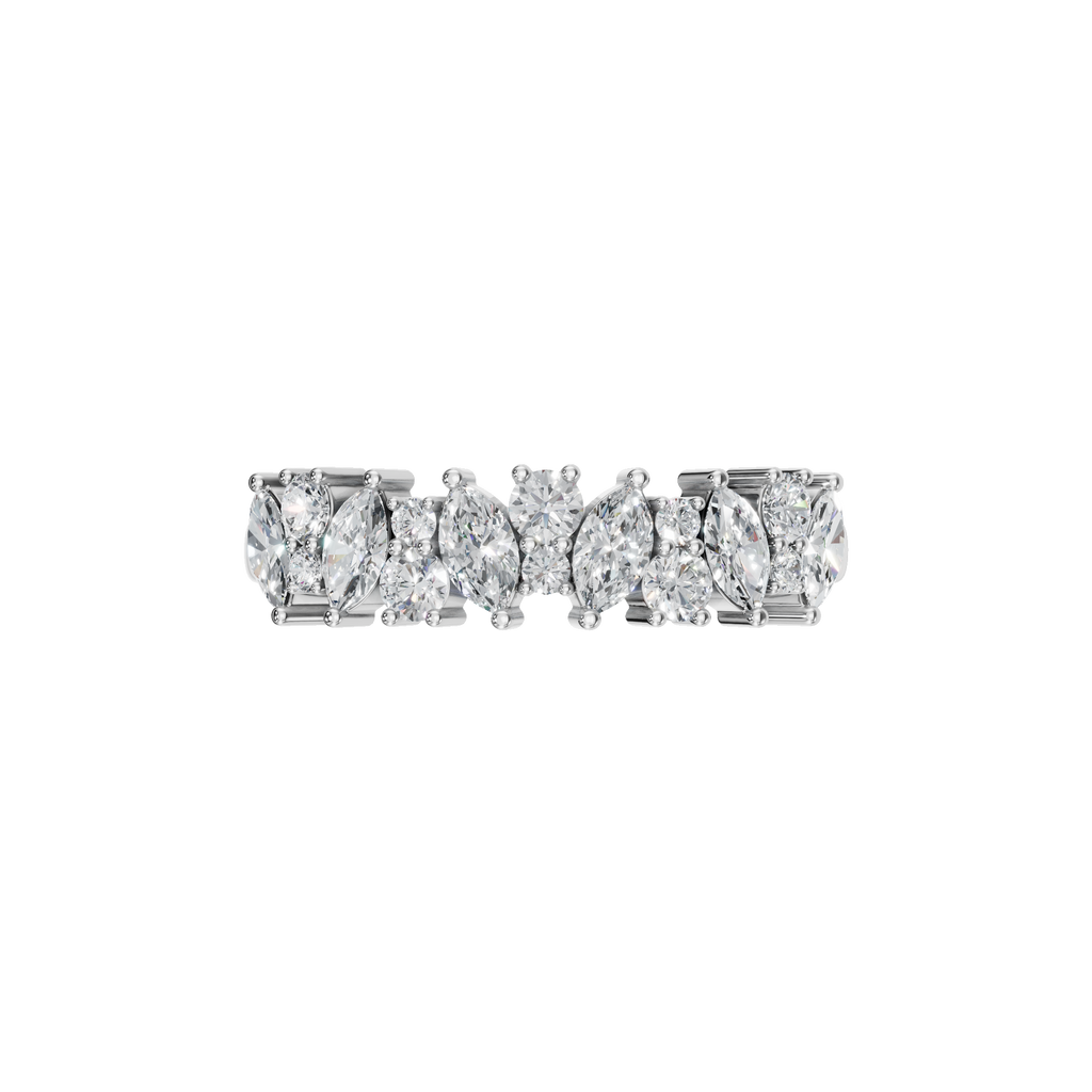 MARQUISE ROUND HALF ETERNITY WEDDING BAND