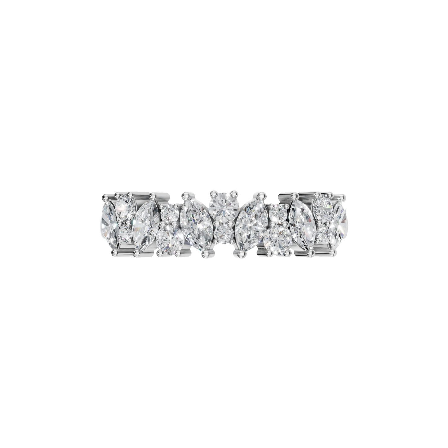 MARQUISE ROUND HALF ETERNITY WEDDING BAND - M&D Signature Jewels