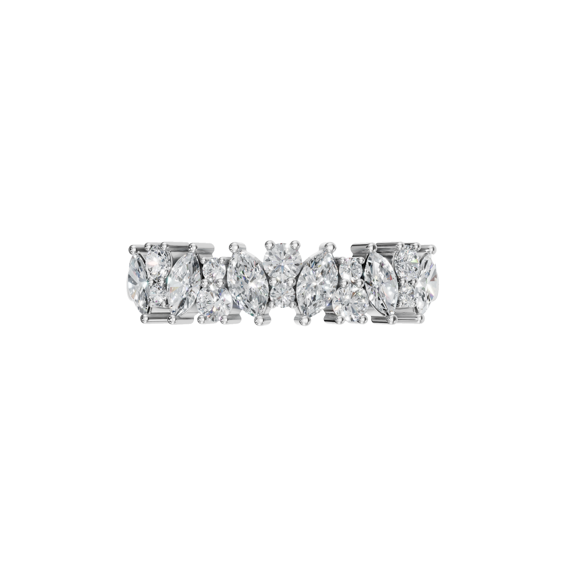 MARQUISE ROUND HALF ETERNITY WEDDING BAND - M&D Signature Jewels