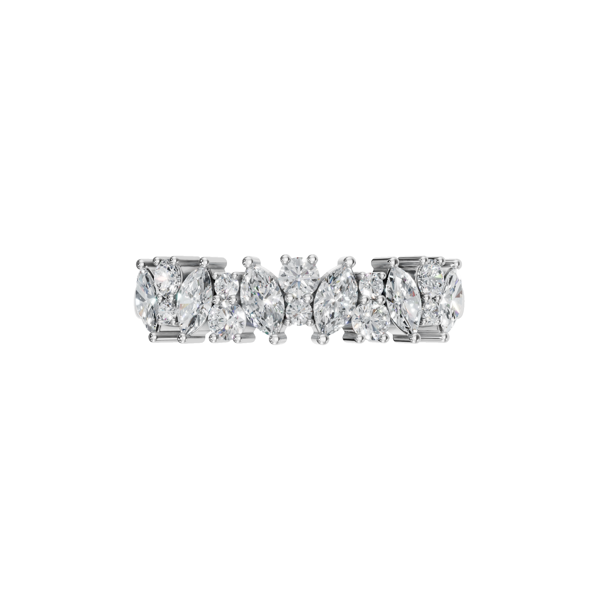 MARQUISE ROUND HALF ETERNITY WEDDING BAND