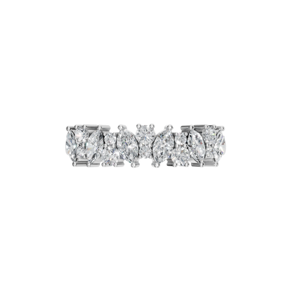 MARQUISE ROUND HALF ETERNITY WEDDING BAND - M&D Signature Jewels