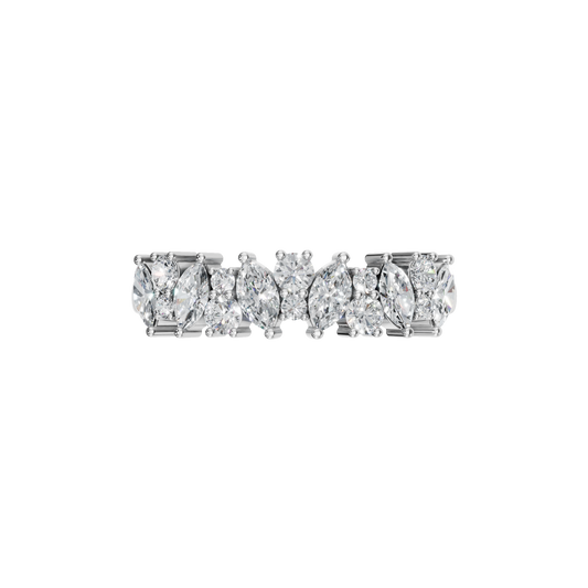 MARQUISE ROUND HALF ETERNITY WEDDING BAND