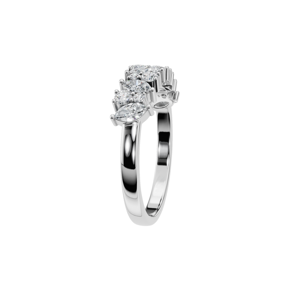 MARQUISE ROUND HALF ETERNITY WEDDING BAND