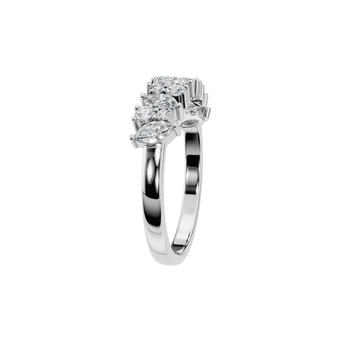 MARQUISE ROUND HALF ETERNITY WEDDING BAND - M&D Signature Jewels