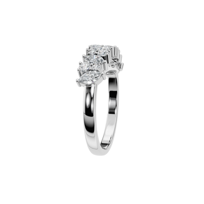 MARQUISE ROUND HALF ETERNITY WEDDING BAND - M&D Signature Jewels