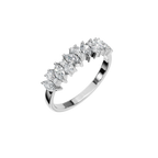 MARQUISE ROUND HALF ETERNITY WEDDING BAND