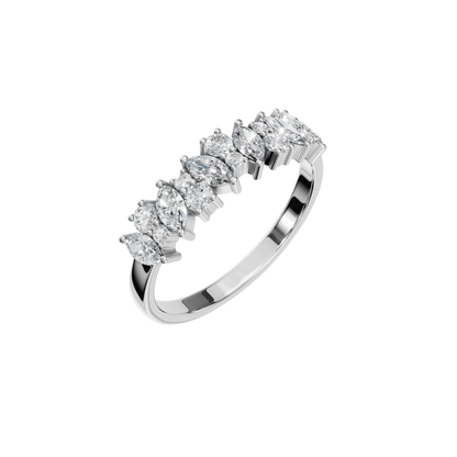 MARQUISE ROUND HALF ETERNITY WEDDING BAND - M&D Signature Jewels