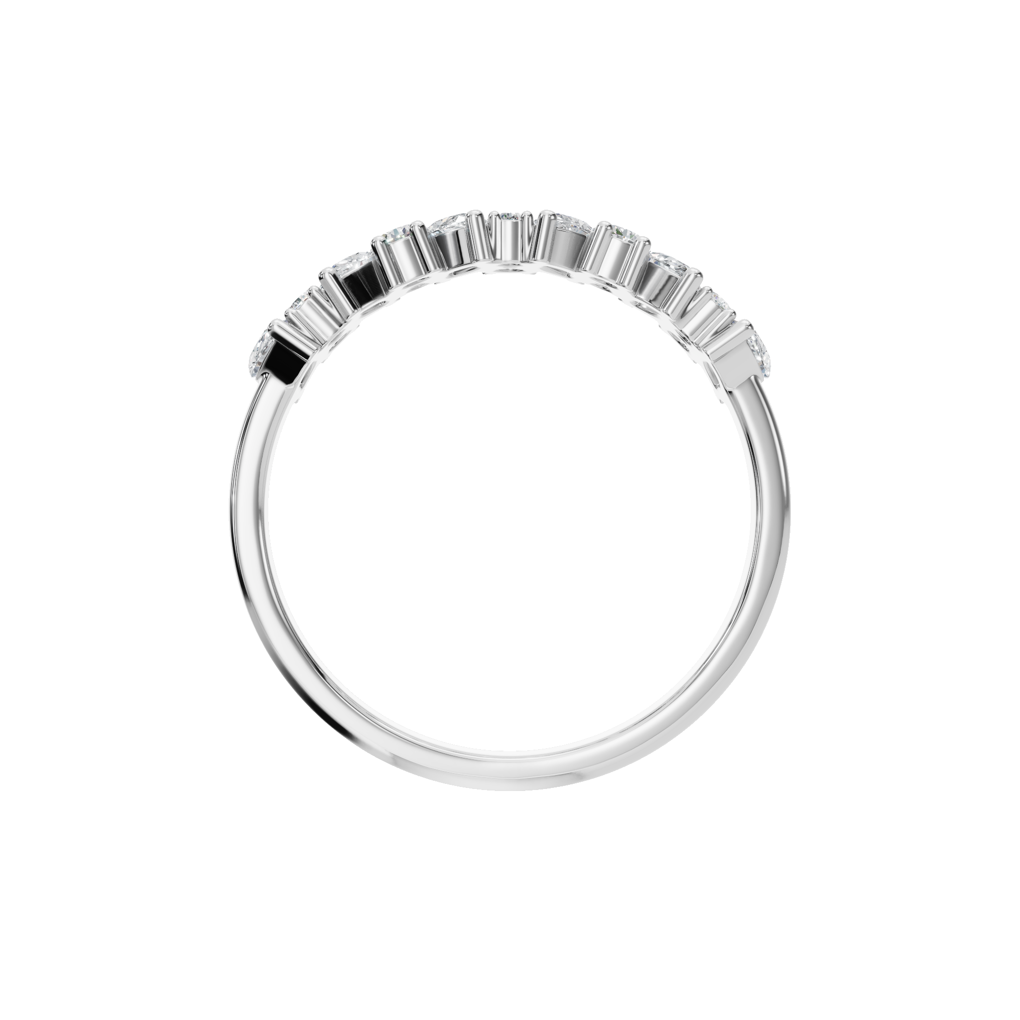MARQUISE ROUND HALF ETERNITY WEDDING BAND