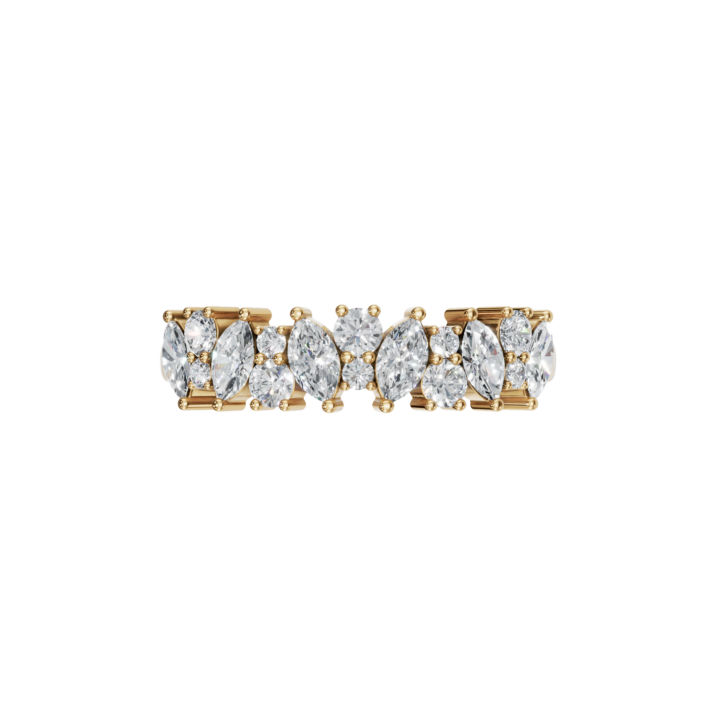 MARQUISE ROUND HALF ETERNITY WEDDING BAND - M&D Signature Jewels