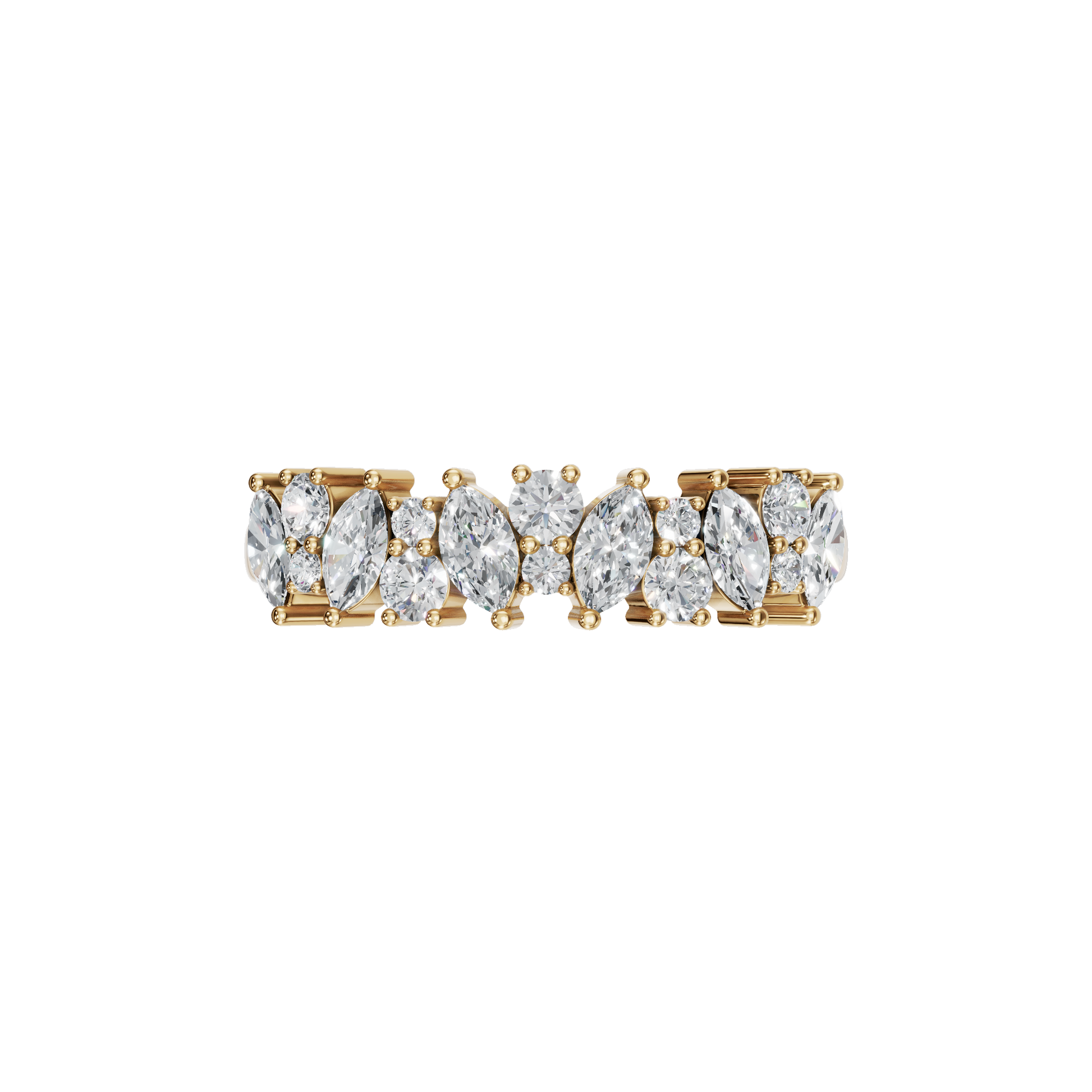 MARQUISE ROUND HALF ETERNITY WEDDING BAND - M&D Signature Jewels