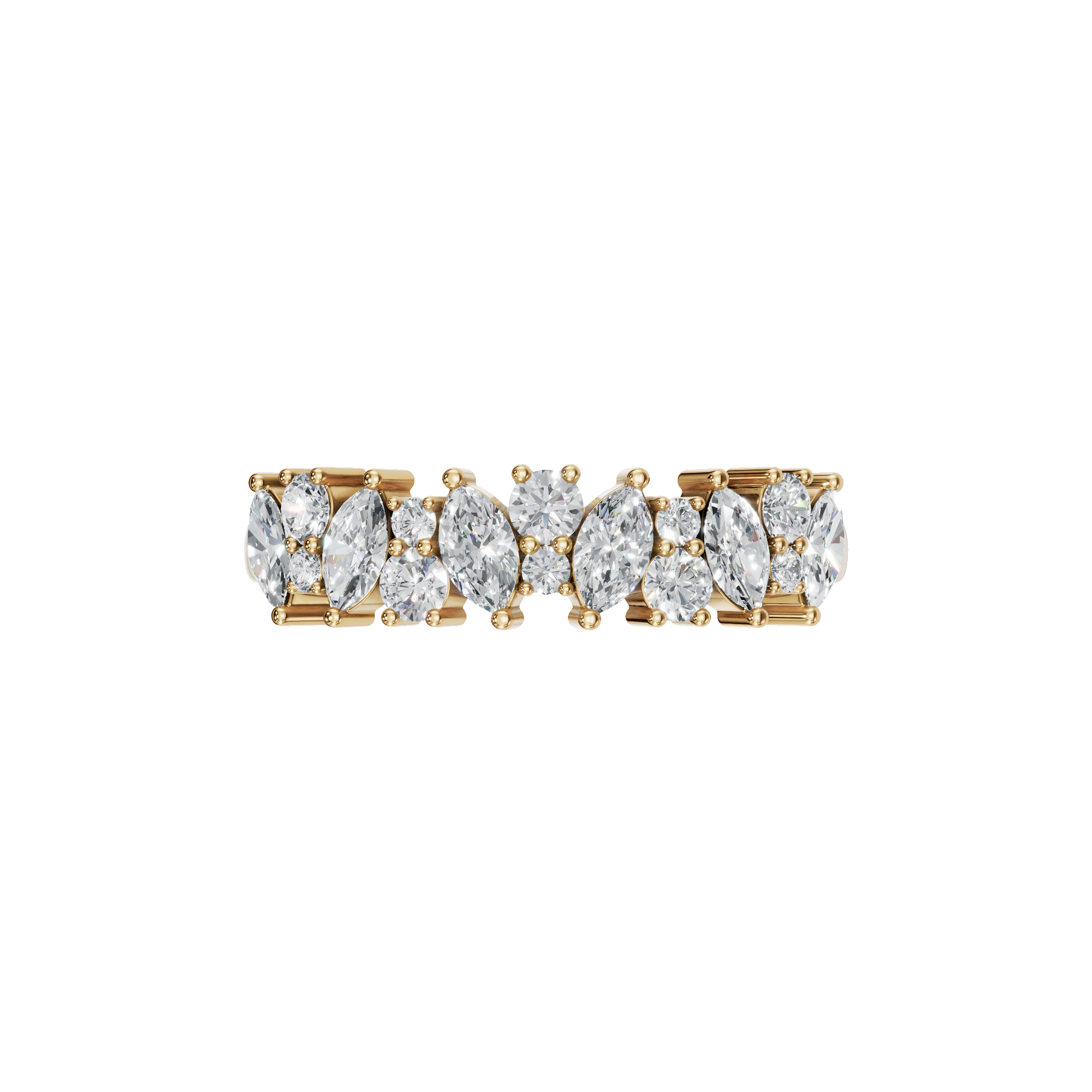 MARQUISE ROUND HALF ETERNITY WEDDING BAND