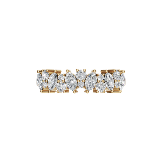 MARQUISE ROUND HALF ETERNITY WEDDING BAND - M&D Signature Jewels