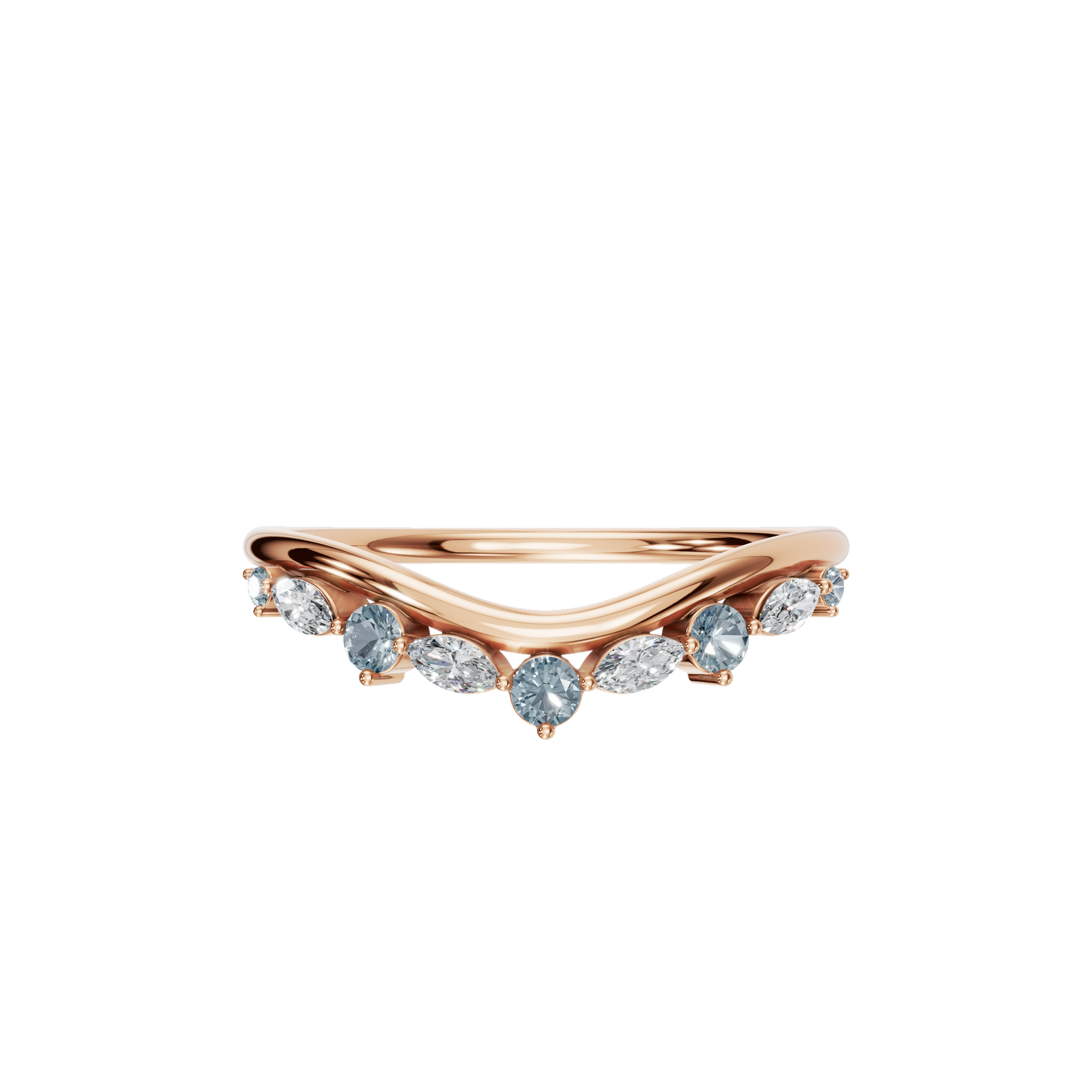 ROUND MARQUISE WEDDING BAND - M&D Signature Jewels