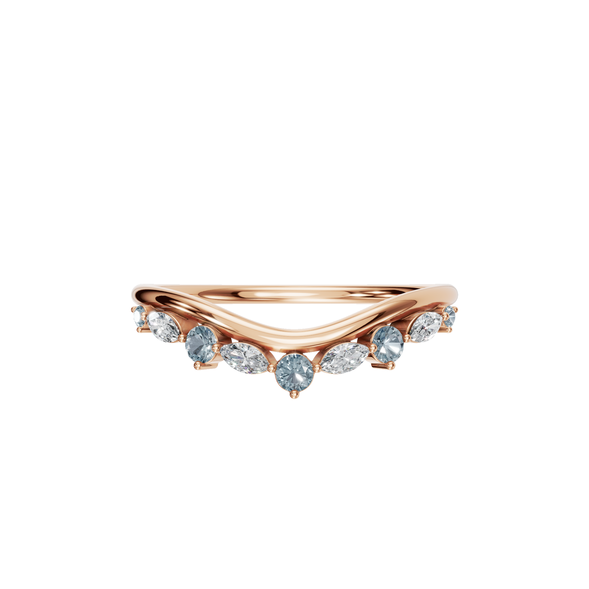ROUND MARQUISE WEDDING BAND - M&D Signature Jewels