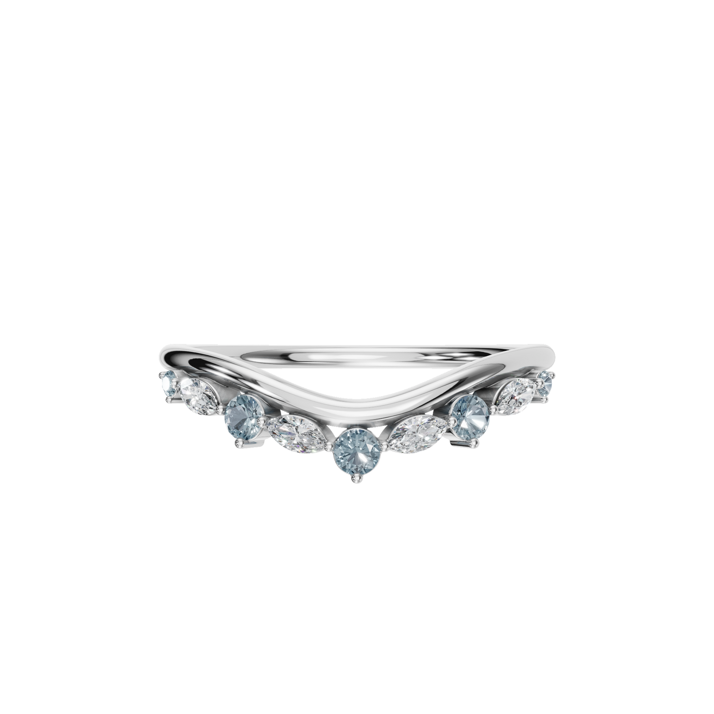 ROUND MARQUISE WEDDING BAND - M&D Signature Jewels