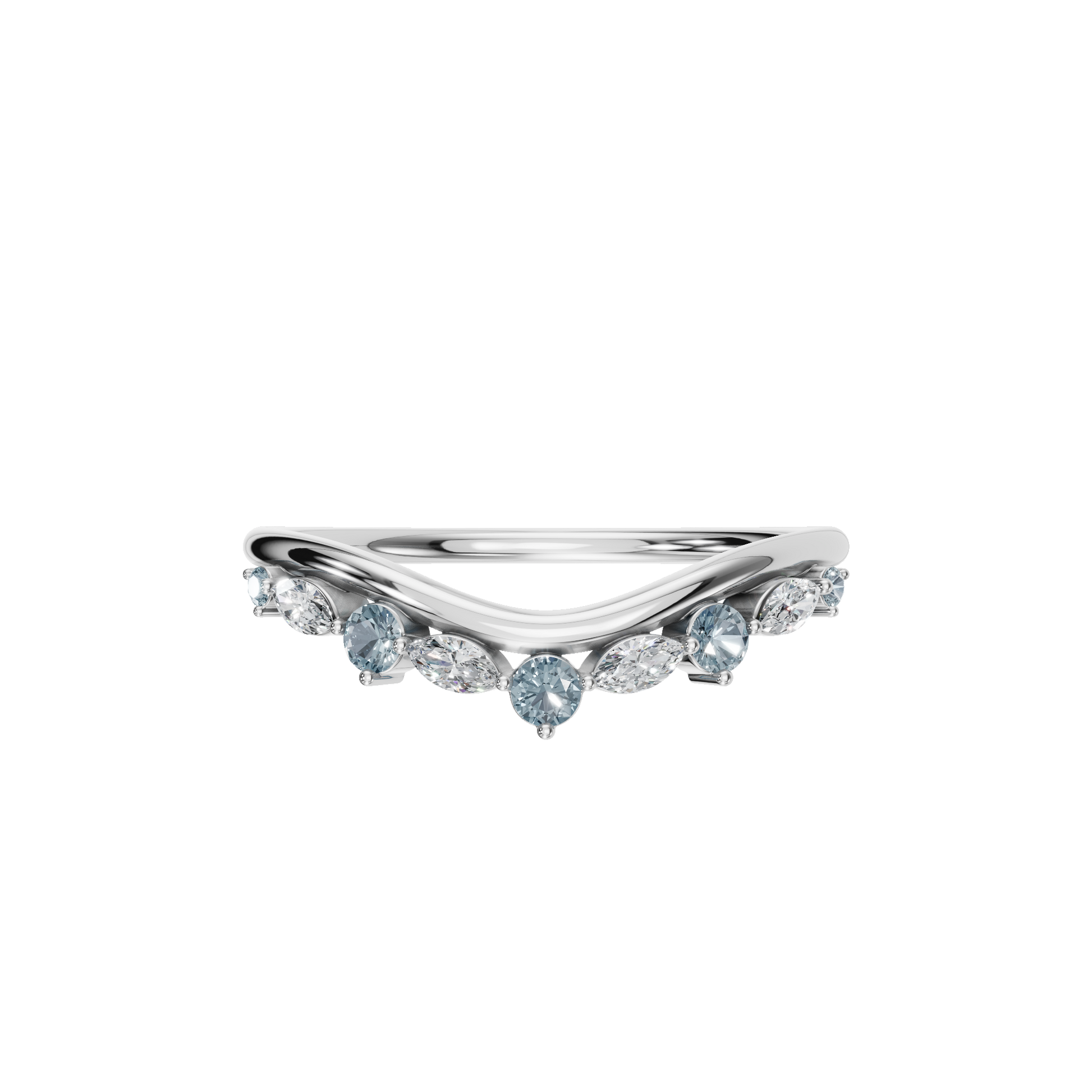 ROUND MARQUISE WEDDING BAND - M&D Signature Jewels